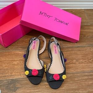 Betsey Johnson Black Sandals with Floral Accents